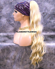 PONYTAIL HAIR PIECE EXTENSION EXTRA LONG LAYERED WAVY BLEACH BLONDE NWT