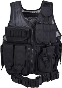 Tactical Vest Military Gun Holder Molle Police Airsoft Combat Assault Gear  - Picture 1 of 17