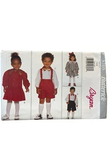 Butterick Sewing Pattern 3705 Toddlers Child Dress Shirt Shorts Bow Tie Size 1-3 - Picture 1 of 2