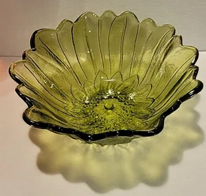Ciotola girasole verde avocado vetro Indiana vintage MCM retrò - Foto 1 di 6