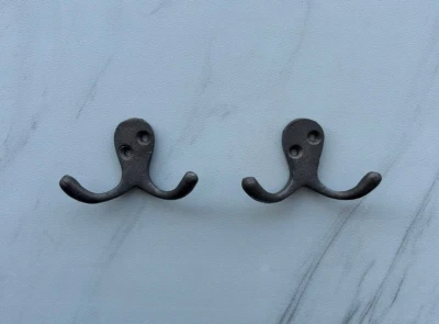 2Pcs Vintage Style Cast Iron Wall Furniture Coat Robe Hat Cloth Hook Hanger - Image 1 of 4
