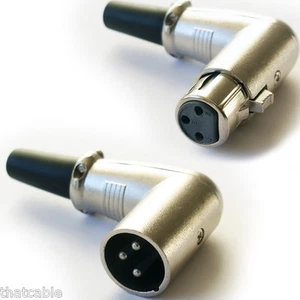 XLR 3 PIN Male & Female Solder Connectors Right Angled 90 Degree For MIC Cables - Picture 1 of 1