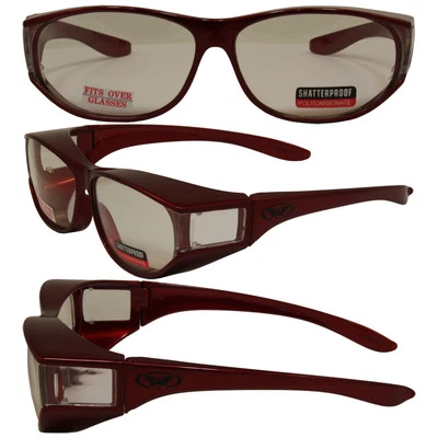 Gafas de seguridad de acompañante se ajustan a la mayoría de las gafas MARCO ROJO lentes transparentes CON BOLSA Foto 1 de 2