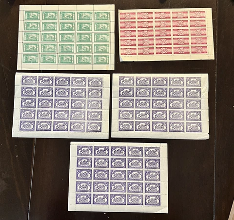 AFGHANISTAN STAMPS LOT OF 5 COMPLETE SHEETS UNUSED ORIGINAL GUM Cover