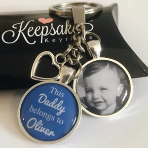 Personalised Photo Keyring Dad Daddy Belongs to Christmas Grandad Gift Present - Picture 1 of 6