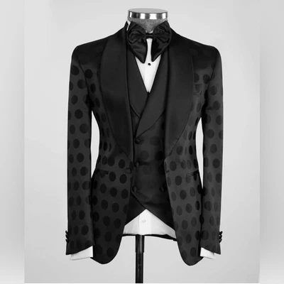 Nuevo con etiquetas Max Cavalera Esmoquin Punto Negro Formal Noche Traje Blazer Chaleco 56 EU 46 EE. UU. Foto 1 de 4