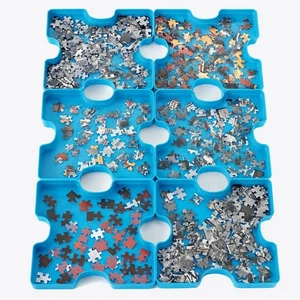 Confezione SEI Vassoi Puzzle Mondo Stoccaggio Puzzle Scomparti Impilabili Hobby - Foto 1 di 4