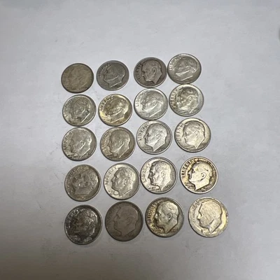 20-90% Silver Roosevelt Dimes 1946–1964 Mixed Dates Circulated FREE SHIP - Image 1 of 4