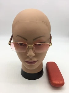 Occhiali da sole Cartier Half Rim Designer montatura oro 54-19-145 lenti rosa - Foto 1 di 9