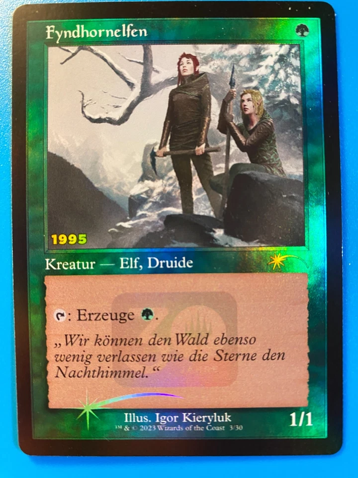 MTG 1x GERMAN FOIL Fyndhorn Elves # 3 30th Anniversary Play Promo Magic x1 NM - Image 1 of 1