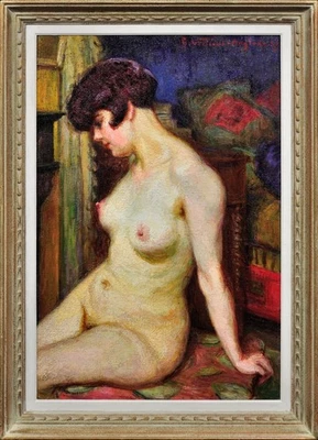 Henri Vincent - Anglade La Muse enmarcado 1937 pintura al óleo original francesa desnudo Foto 1 de 4