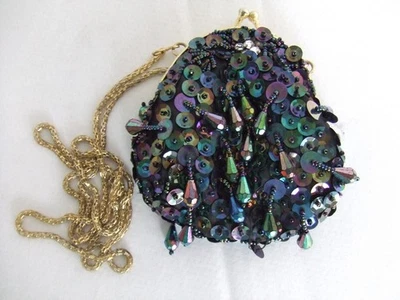 Bolso de noche con lentejuelas con cuentas negras Correa de cadena dorada Glamour Baile formal Baile de graduación Foto 1 de 4