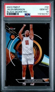 2023 TOPPS FINEST 32 JALEN BRUNSON BLACK GEOMETRIC /25  PSA 10 - Picture 1 of 2