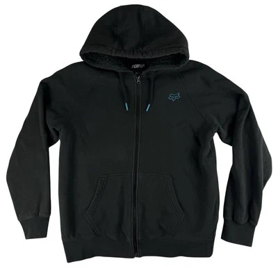 Fox Racing Men's Sherpa Lined Zip-Up Hoodie Jacket Black Size L Fleece Skater - Image 1 of 4