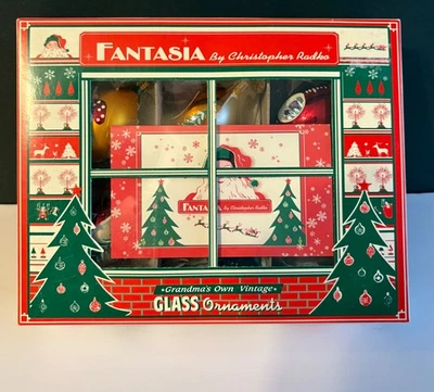 CHRISTOPHER RADKO FANTASIA NEW CASTLE WOODS GLASS ORNAMENTS SET OF 6 - Image 1 of 4