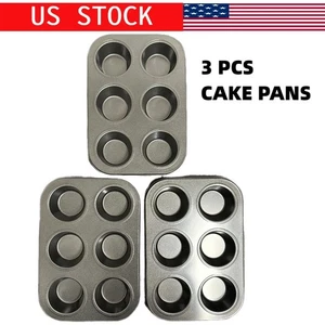 Set Of 3 PCS Cooking Concepts 6 Cups Tin Muffin Pan Cake Pans Kitchen Baking US - Picture 1 of 4