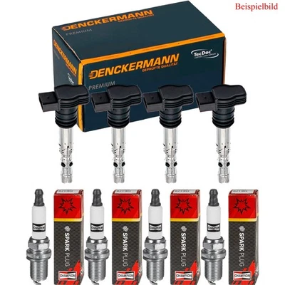 4x Denckermann Bobine D'Allumage + Bougie Champion pour Audi A4 Avant 8K5 B8 1.8 - Photo 1/3