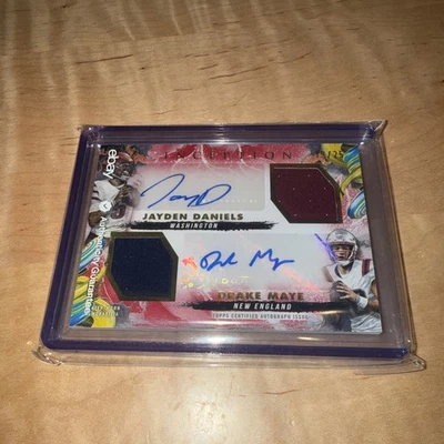 2024 Topps Inception Drake Maye Jayden Daniels Dual Patch Auto 19/25 - Image 1 of 2
