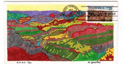 C127 Pre-Columbia America Airmail FDC 1990 - #1/50 Yeates Hand-Painted - Image 1 of 2