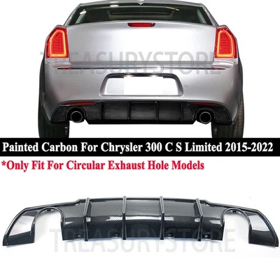Difusor traseiro de carbono pintado ajuste para Chrysler 300 C S 2015-2022 barbatana de tubarão - Imagem 1 de 4