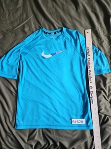 NIKE Swim Boy's DriFit Swim Shirt XL 1/2 Sleeve Blue 13 To 15 Year Old UPF40+ - Picture 1 of 11