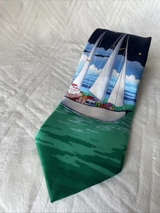 Kersten Brothers Jolly Ol' Nikkties, scena con Babbo Natale in barca a vela, multicolore - Foto 1 di 7