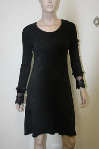 Able USA Charcoal Thermal Crochet Long Sleeve Shift Dress NWT USA Made - Picture 1 of 4