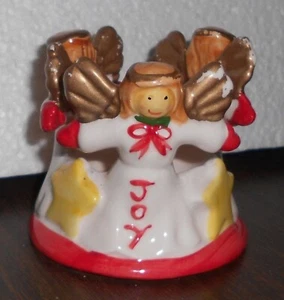 Vintage Collectable White Porcelain Christmas Candle Holder With Angels - Imagen 1 de 6