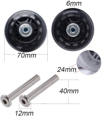 70 x 6 x24 mm MEJOSER für Koffer Gummi Rollen Räder Ersatz Stahl Gepäckkoffer FN - Bild 1 von 4