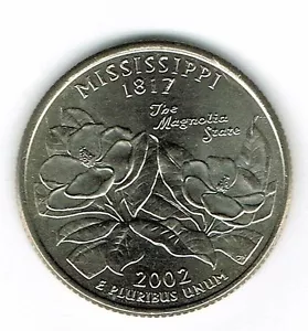 2002-P Philadelphia Brilliant Uncirculated Mississippi 20TH State Quarter Coin! - Picture 1 of 2