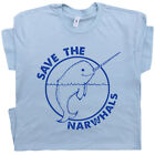 Save The Narwhals T Shirt Funny Cool Dolphin Cute Whale Unicorn Vintage Retro T