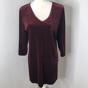 Susan Graver Damen Burgunderrot Velours V-Ausschnitt Kleid Größe Medium Urlaub Büro Kern - Bild 1 von 10