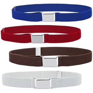 Buyless Fashion Kids Boys Toddler Adjustable Elastic Stretch Belt Buckle 4 Pack - Picture 1 of 90