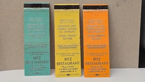 Vintage Matchbook Covers Set 3 Ritz Restaurant Jamestown New York NY 1950s Lot - Picture 1 of 5