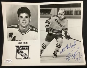 Foto firmada de Kris King 8x10 de hockey de los Rangers de Nueva York autógrafo todo el mejor guión de la JSA - Imagen 1 de 3