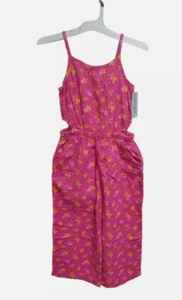 Girls' Sleeveless Floral Side Cutout Jumpsuit - Cat & Jack Pink XL - Picture 1 of 4
