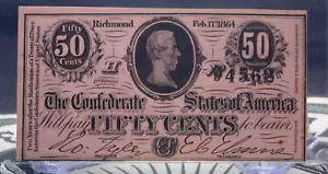 1864 Confederate States of America 50c CSA T-72 PMG 63 EPQ #012 CU ECC&C, Inc. - Picture 1 of 5