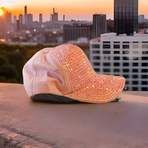 Rinestone Pink Cotton Baseball Womans Snap Back - Picture 1 of 6