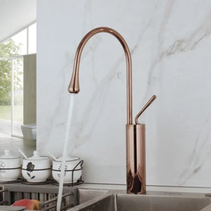 Tall Rose Gold Swivel Spout Mixer Faucet Kitchen Vanity Sink Taps Deck Mounted - Picture 1 of 10