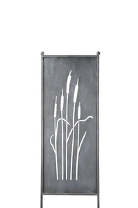 Stele Metall grau Sichtschutz "Schilfkolben" Windschutz Dekowand B32cm H111cm - Bild 1 von 2