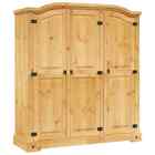 3 Door Wardrobe Mexican Corona Solid Wood Clothes Cabinet Hanging Rail Closet