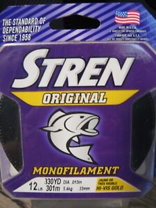 Stren Original Monofilament Fishing Line 12 LB 330 Yards Hi-VIS Gold Mono