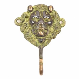 Wall Mount Coat Hook Black Antique Coat Rack Brass Wall Hooks Lion Head Hat Rack - Picture 1 of 2