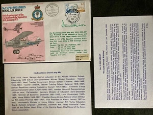 Cubierta RAF - 13 (PR) Escuadrón - Firmado DANIEL ARAP MOI - Vicepresidente de Kenia - Imagen 1 de 6