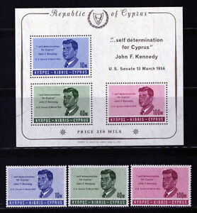 ZAYIX Cyprus 251-253a MNH Pres. John F. Kennedy Politician 062822SM62