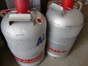2x Gasflasche Alugas Propangasflasche Alugasflasche 11 kg leer TÜV 2032 und 2033 - Bild 1 von 1