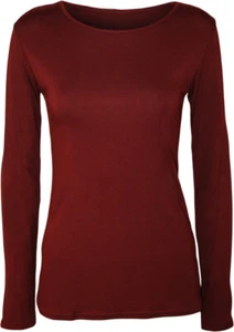 Womens Long Sleeve Round Neck Plain Ladies Soft Stretchy T-Shirt Top UK 8-26 - Picture 1 of 17