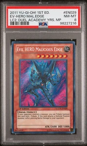 2011 YU-GI-OH LEGENDARY COLL 2: EN029 EVIL HERO MALICIOUS EDGE 1ST EDITION PSA 8 - Picture 1 of 2