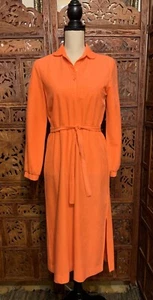 Vintage Shirt Kleid orange langärmelig Damen-Krawatte Taille 1970er Jahre NEU 10/12 - Bild 1 von 5