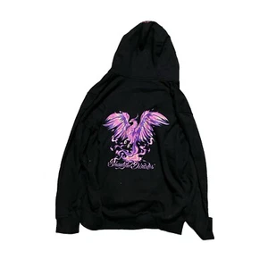 Beautiful Disaster Woman Large Hoodie Black Sweatshirt Pink Phoenix Fire Y2K - Picture 1 of 4